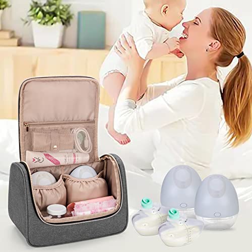 LUXJA Wearable Breast Pump Bag with a Waterproof Mat, Gray - color: Gray