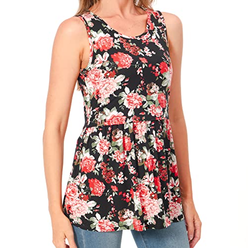 Bearsland Maternity Nursing Tank Tops - color: Emerald Green & Dark Orange Red & Red Peony, size: X-Large