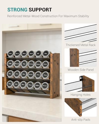 Spice Rack Organizer with 24 Glass Jars, for Cabinet Wall Mount Countertop - size: With 24 Jars, 12.2"W × 9.4"H