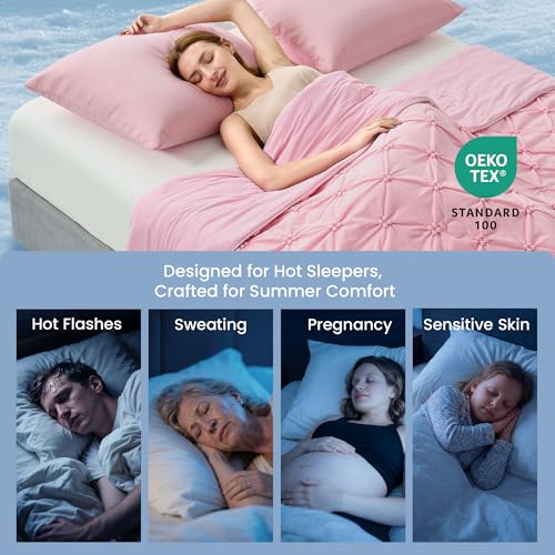 Amélie Home Elegant Pintuck Cooling Comforter Twin Size, Blush Pink - color: Blush Pink, size: Twin/Twin XL (68''x90'')