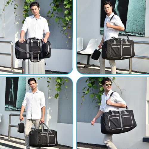 Felipe Varela Foldable Duffle Bag for Travel Weekend Overnight Gym Camping - color: A Black, size: 85L