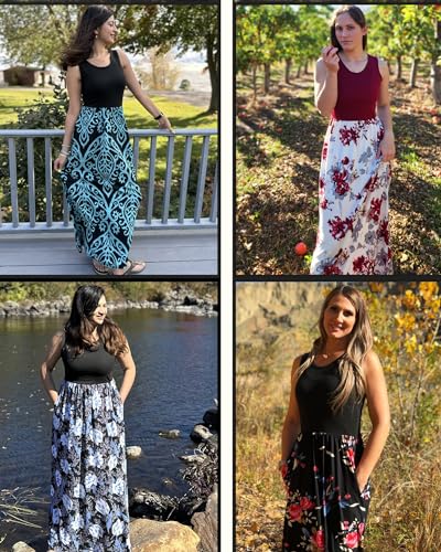 AUSELILY Women's Summer Sleeveless Loose Plain Casual Long Maxi Dresses - color: Sunflowers, size: Large