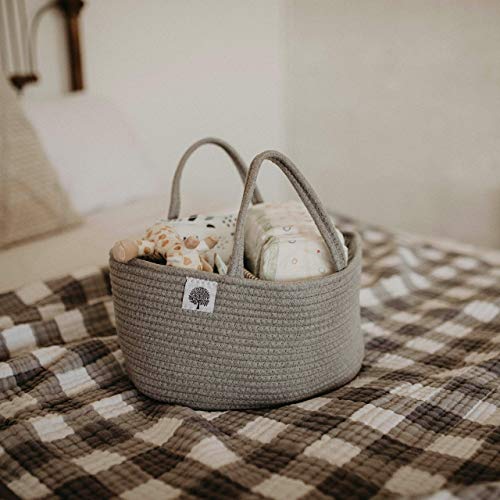 Parker Baby Co. Soft Rope Diaper Caddy Organizer for Nursery & Car - Gray - color: Gray