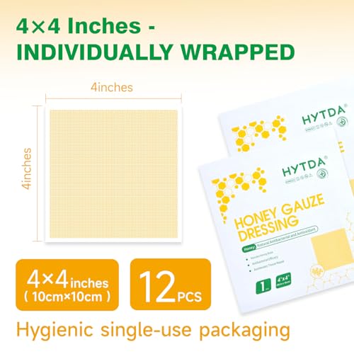 Manuka Honey Gauze Dressing, 4"×4", Non Stick Gauze, 12 Individual Pack - size: 4×4 Inch