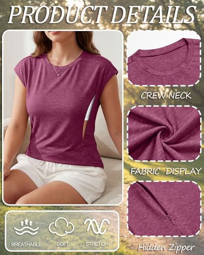 Ficerd 3 Pack Women's Nursing Cap Sleeve Shirts - color: Fuchsia, Navy Blue,black, size: Medium