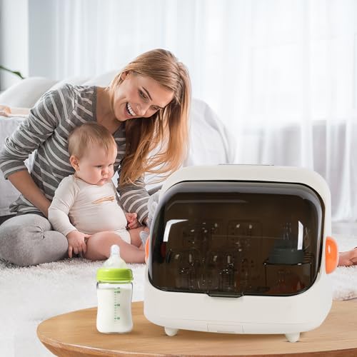 Transparent Baby Bottle Drying Rack with Cover - color: White