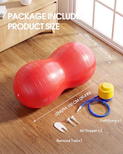 Premium Peanut Ball - 100x50cm Anti-Burst - color: red