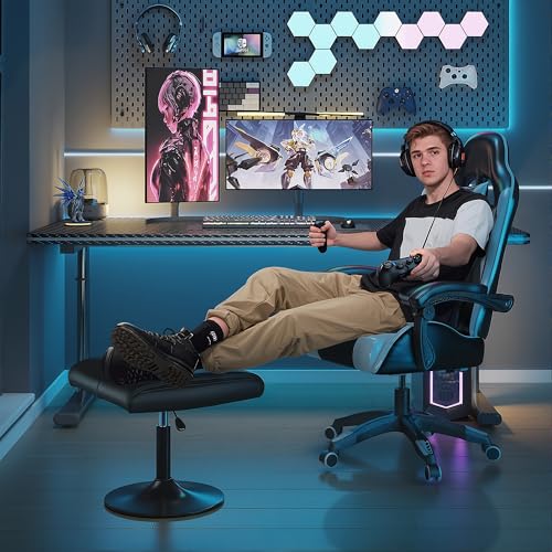 VECELO Office Foot Rest Under Desk Ottoman, Height Adjustable, Black - color: Black