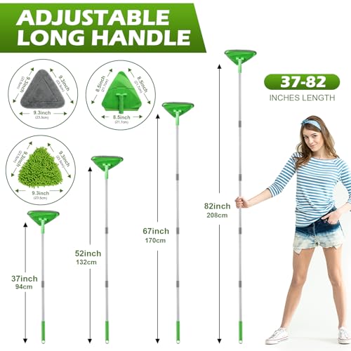 RONSUNG Wall Cleaner Mop, 82-Inch Handle, Baseboard Cleaner Tool, 6 Pads - color: Green, size: 6 Pads
