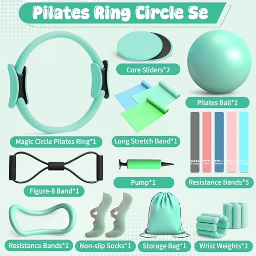 18PCS Pilates Kit, Pilates Equipment Set, Home Workout Kit for Women - color: Green