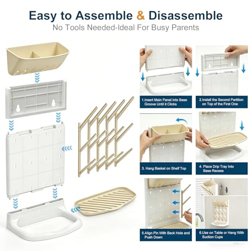 GoMaihe Baby Bottle Drying Rack: Space Saving Vertical Bottle Dryer Holder - color: Gray, size: Upgraded