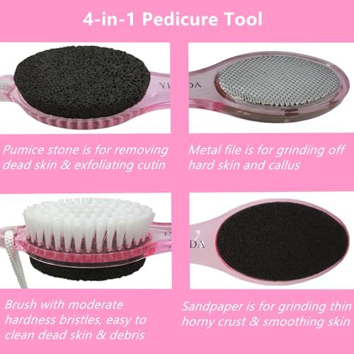 Foot Brush and Pumice Stone for Feet Scrub Callus Remover Pedicure Tools - color: Clear Pink Clear Pink