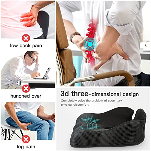 Benazcap Standard Memory Seat Cushion, Sciatica Pain Relief, Black