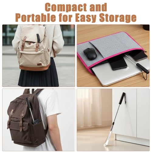 Shoe Horn Long Handle Retractable Aluminum Shoe Horn Folding Portable Adjustable Telescopic Horns for Seniors Men Boots Women