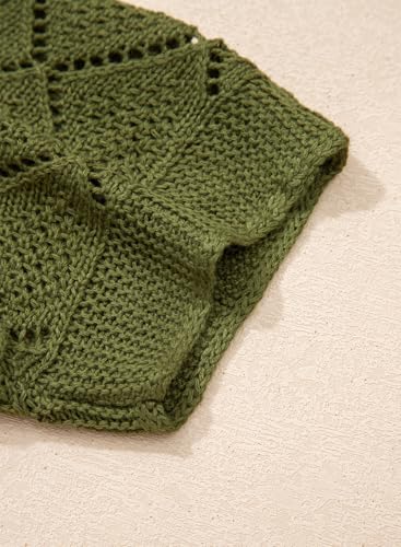 Sidefeel Women's Crochet Oversized Cardigan Sweaters Spring Hollow Out Long Batwing Sleeve Summer Shrugs Lightweight Sweater - color: Green, size: Small