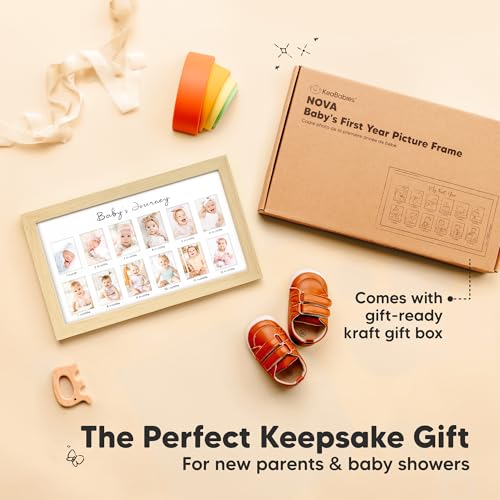 KeaBabies My First Year Photo Frame,12 Months Baby Picture Frame (Ash Wood) - color: Ash Wood