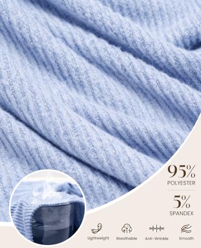 Ekouaer Womens Pajama sets Long Sleeve Cozy 2 Piece Matching Lounge Set - color: Baby Blue, size: Small