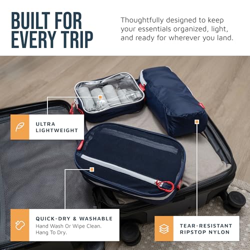 TRIPPED Travel Gear 3-Piece Travel Toiletry Bag Set - color: Navy