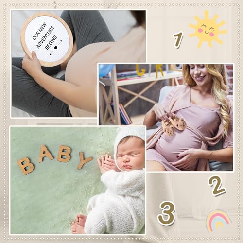 Canlierr 8 Pcs Pregnancy Announcement Felt Letter Board Kit Bodysuit, White - color: White