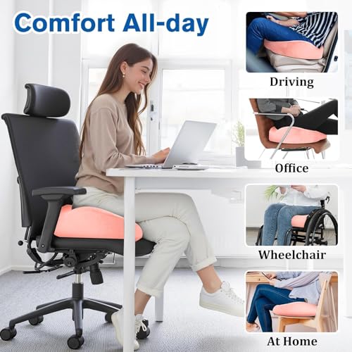 CushyOasis Seat Cushion, Office Chair Cushions, 5.28 in Thick (Pink) - color: Pink, size: X-Large