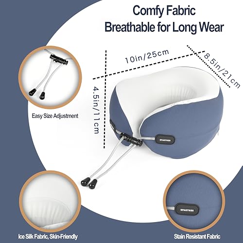 Travel Neck Pillow, Memory Foam Airplane Pillow for Long Flights - color: Blue