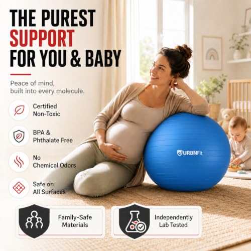 URBNFit Yoga Ball - Anti-Burst Exercise Ball Large - color: Blue, size: S (16" - 18") 45cm