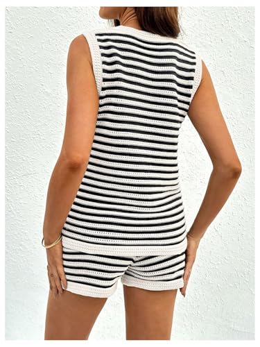 SOLY HUX Women's Maternity Striped Knit 2 Piece Outfits - color: Black and White Striped, size: Small