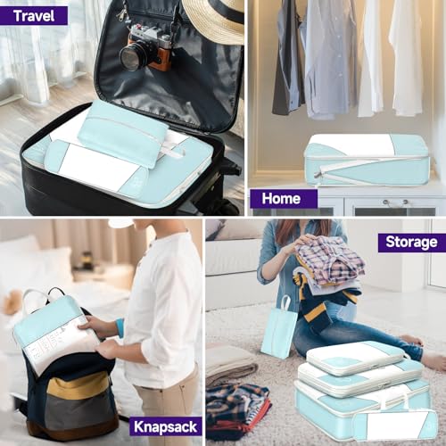Compression Packing Cubes for Suitcases 6 Set Travel Luggage Organizer Packing For Storage Clothes Shoes