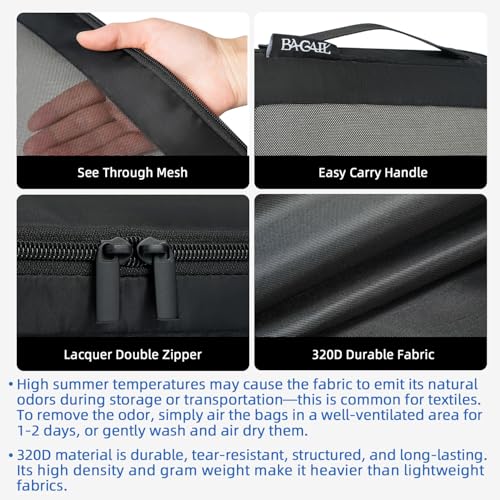 BAGAIL 4 Set/6 Set/8 Set Compression Packing Cubes Travel Accessories Expandable Packing Organizers (Square Mesh, 06-Black) - color: 06-Black, style: Square Mesh