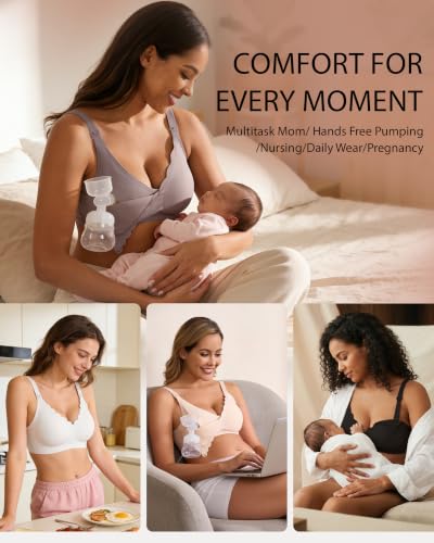 Vinfact Pumping Bra Hands Free-No Underwire Full Coverage Seamless Every Day Bra Holding & Breast Pump Bra - color: Pink, size: X-Large