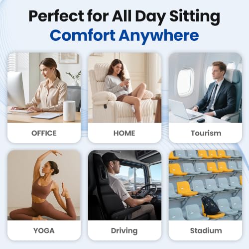 Slowell Single Layer TPE Gel Seat Cushion, Coccyx Support for Long Sitting