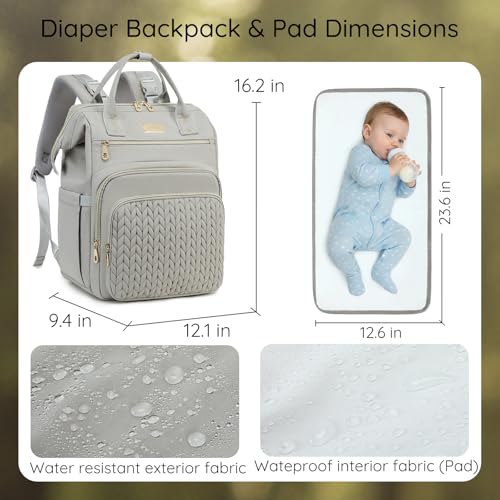 AIJIEKE Large Diaper Bag Backpack, Extra Wide Travel Diaper Bag, Gray - color: Grey