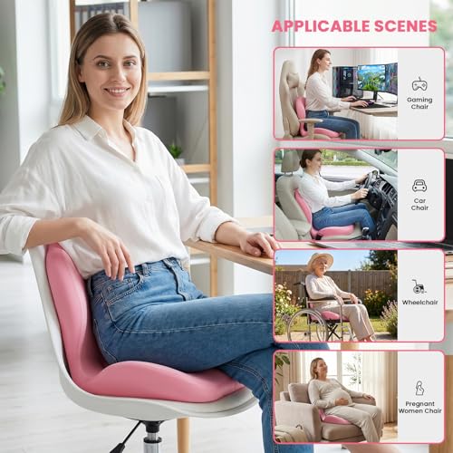 Ergonomic Seat Cushion for Office Chairs Lumbar Support Pillow, Pink - color: Pink