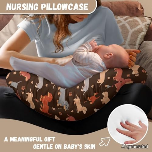Brown Fox Pattern Nursing Pillow Cover, Woodland Style Pillow Slipcover, Wear Resistant Replacement Case for Baby Feeding Pillow, ONE - color: Brown Fox Pattern, size: 1 pack