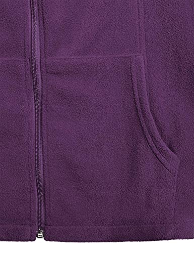 Hibelle Women's Outdoor Full-Zip Thermal Fleece Jacket with Pockets - color: 210-purple, size: Medium