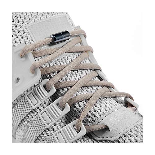 anan520 Elastic No Tie Shoe Laces For Adults,Kids,Elderly,System With Elastic Shoe Laces(2 Pairs) - color: 02-grey