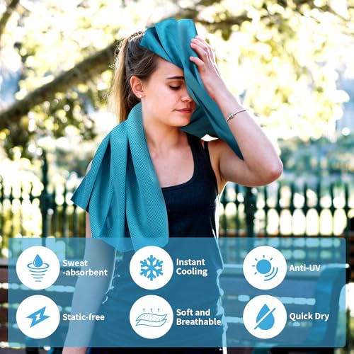 YESLIFE 4-Pack Cooling Towels (40"x 12"), Cooling Neck Wraps, Ice Towel - color: Grey, Dark Blue, Purple, Blue