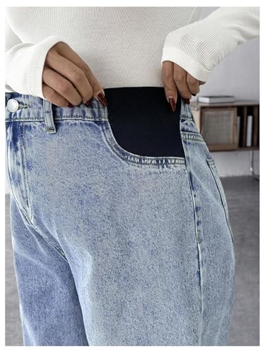 MakeMeChic Women's Maternity Jeans Loose Fit Over The Belly Pants - color: Light Blue, size: XX-Large