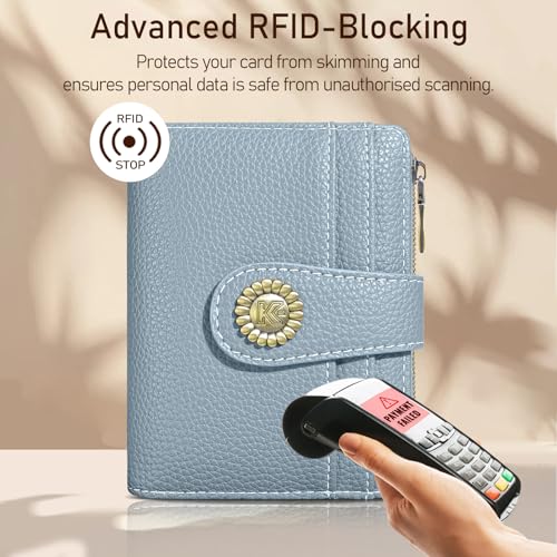 Kelvoris Small Rfid Women Wallet Bifold Zipper Coin Pocket Blue - color: A Blue