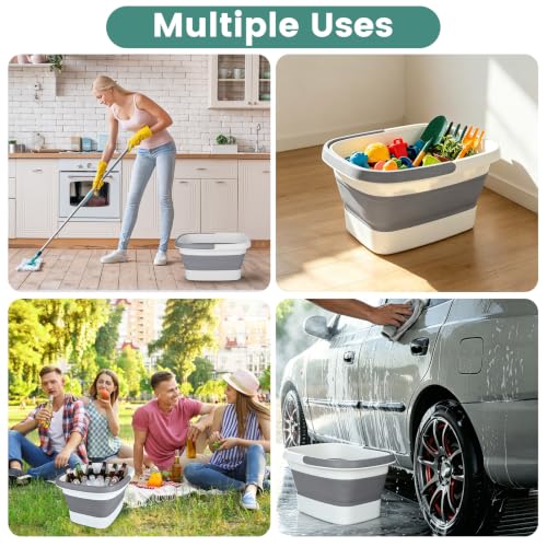 Collapsible Foot Soaking Tub with Massage Rollers Foot Bath Massage Grey