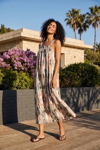 Lepunuo Overall Dress for Women Summer Adjustable Casual Cover Up - color: Camo Pink, size: Medium