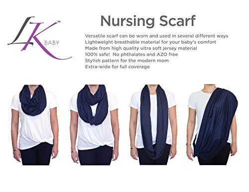 Nursing Scarves Breastfeeding Privacy Cover Infinity Scarf Soft, Navy Blue - color: Navy Blue