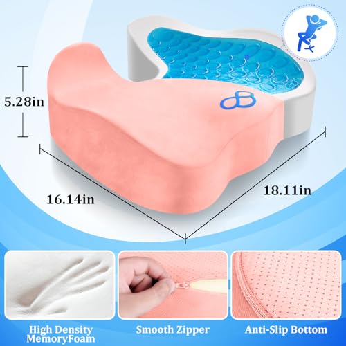 CushyOasis Seat Cushion, Office Chair Cushions, 5.28 in Thick (Pink) - color: Pink, size: X-Large