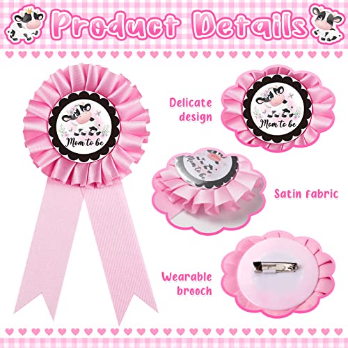 Chunful Baby Shower Decor Mommy to Be Sash Crown Dad Pin - color: Pink Cow