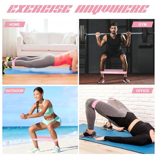 Hollowfly 12 Pcs Resistance Loop Bands for Booty Legs - color: Light Pink, style: Light