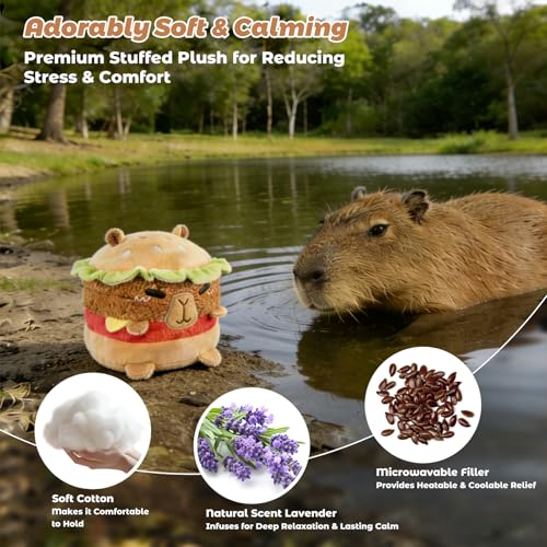 Coolable & Microwavable Hamburger Capybara Stuffed Animal, Heat Plush - style: Hamburg Capybara