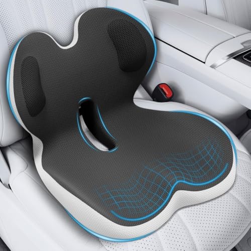 Trucker Seat Cushion, Thick Car Seat Cushions with Lumbar Support Pillow - color: Black Lg