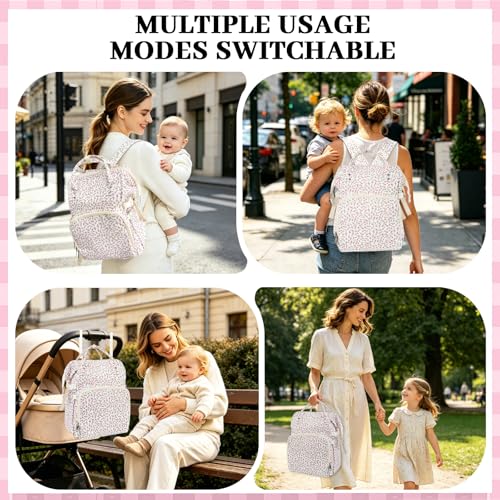 Diaper Bag Backpack,Baby Diaper Bag for Mom,Large Capacity Travel Nappy Bag - color: Pink