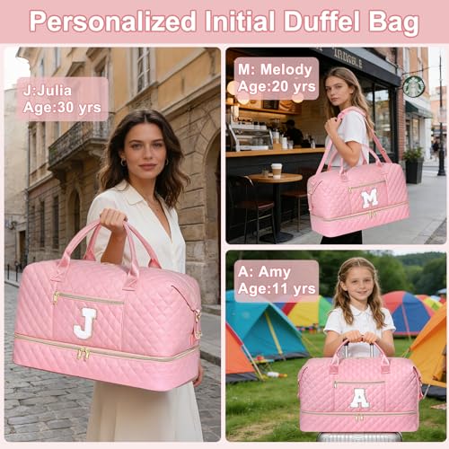Birthday Graduation Gift for Girl Personalized Weekender Bag for Women 3PCS - color: Pink, style: K