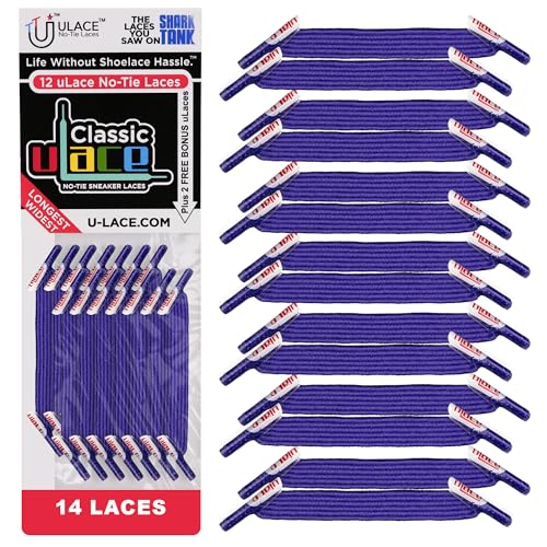 uLace Classic No-Tie Shoelaces - Elastic Shoe Laces for Sneakers - 14 Laces - color: Bright Purple